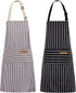 NLUS 2 Pack Kitchen Cooking Aprons, Adjustable Bib Soft Chef Apron with
