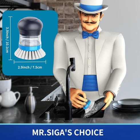 Pack 4 MR.SIGA Soap Dispensing Palm Brush Refill