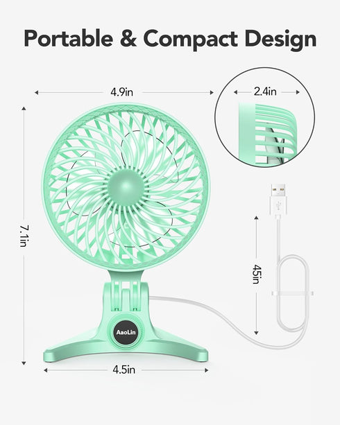USB Tabletop Fan, Portable Desktop Mini Fan, Multi-Speed Shift Personal Fan for Office, Adjustable Angle High Wind Power