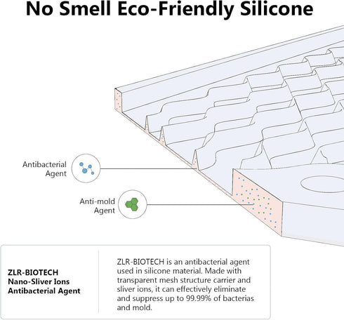 ZLR Silicone Dish Drying Mat for Kitchen Counter, Eco-Friendly Fast Drying Mat, Heat Resistant Trivet, 12" x 16"