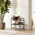3-Tier Closet, 6 Shoe Rack, Heavy-Duty Metal Grid, Rustic Wooden Top & Guardrails - for Entryway, Bathroom (Holds
