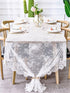 BOXAN Gorgeous White Lace Tablecloth Overlay, 60x120 Inch Rose Vintage Embroidered, Romantic Boho Wedding Reception