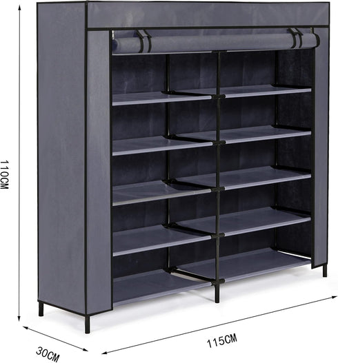 7 36 Cover,110cm*115cm*30cm,Grey Meerveil Shoe Rack Tier Canvas,Shoe Cabinet,Shoe Rack Standing for Living