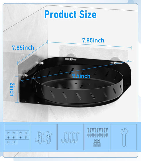 360 6 2PACK 5Pcs Rotating Shower Caddy Shelf With Hooks, Bathroom Organizer With Adhesive, Stainless Steel Corner Racks