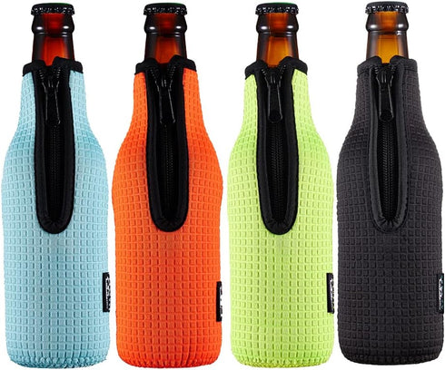 Beer Sleeve Insulators 12oz 330ml Standard Bottle Cooler Covers Zip-up Jacket Holder