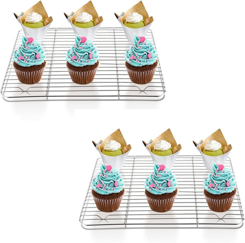 P&P CHEF 4-Piece Baking Cooling Rack Set - Stainless Steel Wire Racks for Oven Use, Healthy & Dishwasher Safe, 9.7 Inch