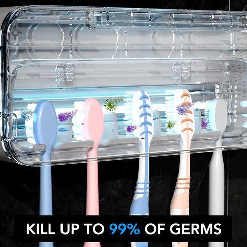 5 StarWin Toothbrush Cleaner, Slots Wall Mounted Toothbrush Holder for Bathroom, Timer Function, Cordless & No Drilling