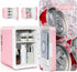 Mini Fridge for Bedroom, 4L Skincare Fridge with Dimmable LED Light, Cooler & Warmer for Makeup, Office, Car, Dorm, Pink