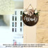 Blessed Farmhouse Welcome Sign, Round Wood Hanging Door Decor with Ribbon Bow and Artificial Greenery for Front Porch