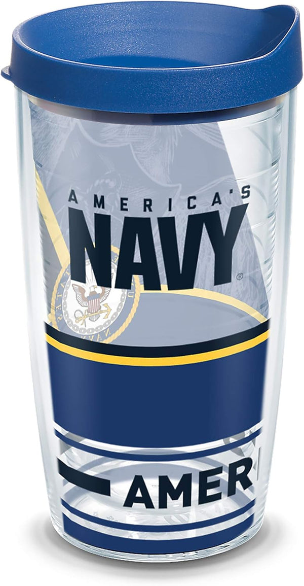 Tervis Navy Forever Proud Made in USA Double Walled Insulated Tumbler, 16oz Travel Cup