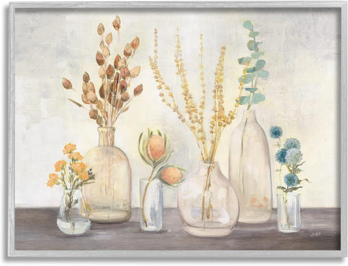 Stupell Industries Autumn Wildflower Farmhouse Bouquets, Rustic Floral Painting Framed Wall Art by Julia Purinton