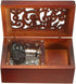 FnLy Antique Engraved Wooden Wind-Up Musical Box, Love Story, with Silver-Plating Movement, Rectangle