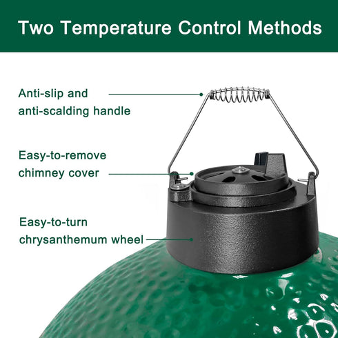 Cast Iron Cap for Big Green Egg Dual Function Metal Top, Daisy Wheel Chimney Cap for M/L/XL/XXL Big Green Egg