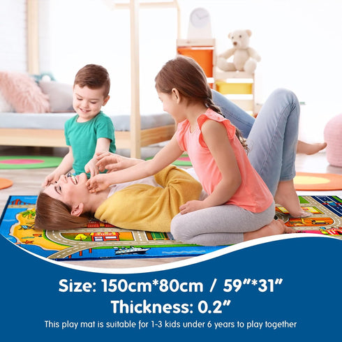 60x32 inches,Car Booooom Jackson Kids Car Rug Play Mat Mat,Non Slip Kids Rug for Bedroom Boys Playroom,Play Carpet