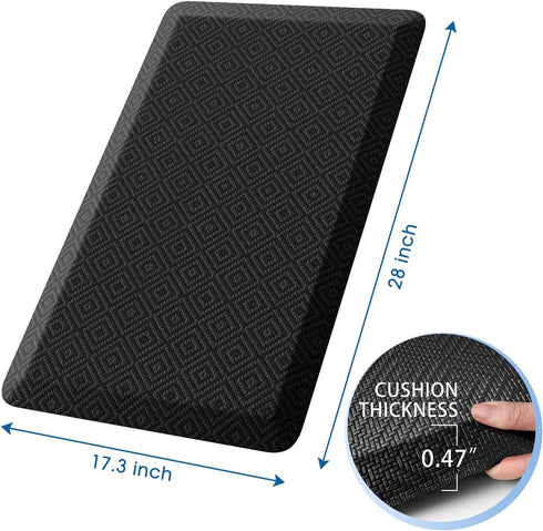 Mattitude Kitchen Mat Cushioned Anti-Fatigue Floor Mat, Waterproof Non-Slip Mats for House Sink Office Laundry (Black)