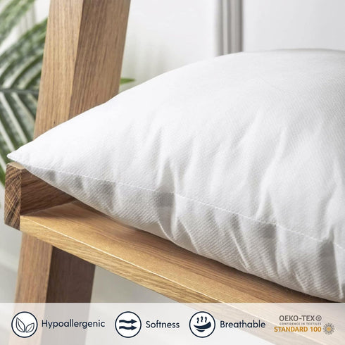 Phantoscope Premium Outdoor Pillow Inserts - Pack of 2 Square Water Resistant Polyester Throw Pillows, 16 X 16 inches