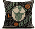 Set of 4 Linen Throw Pillow Covers 18x18 Inch, Vintage Halloween Scaredy Cats Pumpkins Skeletons