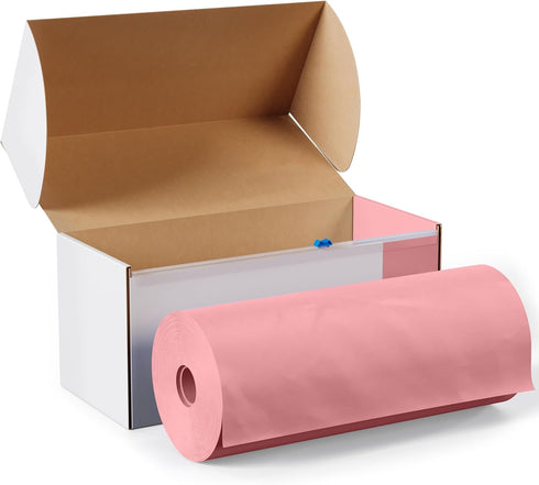 Exquisite Party Solids 54 Inch X 100 Feet Pink Plastic Table Cover Roll, Cut-to-Size Box with Convenient Slide Cutter
