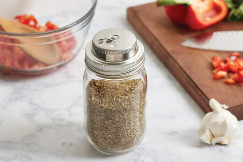 Jarware Stainless Steel Spice Shaker - Regular Mouth Mason Jar Spice Lid for Easy Dispensing