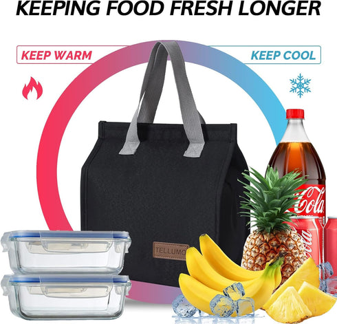 TELLUMO Insulated Lunch Bag - Large Reusable Leakproof Tote for Women Men, Perfect for Office, School, Beach or Travel