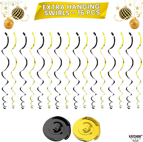 KatchOn Happy New Year Hanging Swirls - Pack of 32 for New Years Eve Party Decorations 2025