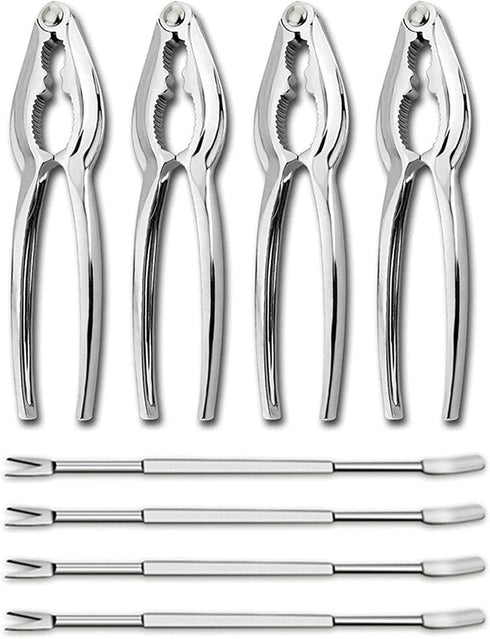Set 4 Crab Leg Crackers and Picks, of Easy-to-Use Lobster Crackers & Stainless Steel Lobster Picks, Crab Crackers