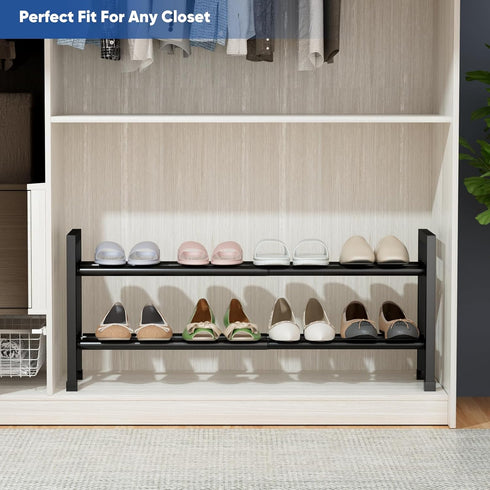 2-Tier Rack,17"-33" Closet,Metal Abiglifty Expandable Shoe Adjustable Shoe Rack for Shoes Shelves for Front Door