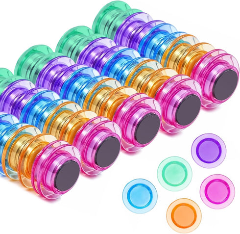 Qualsen 50 Pcs Magnets for Whiteboard, Round Fridge Magnets for Classroom, Home, Office & Locker (5 Colors)