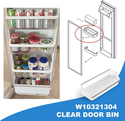 UPGRADED W10321304 Refrigerator Door Shelf Bin, Compatible with Whirlpool, Replaces WPW10321304