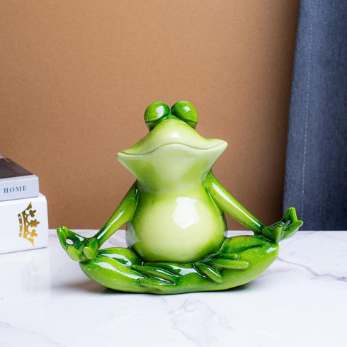 Yoga Frog Garden Statue: Outdoor Pool Decor Home Kitchen Figurine Patio Lawn Art Housewarming Gift by Hand Painted