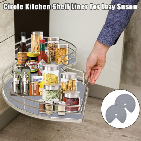 2 26" PCS Lazy Susan Shelf Liner, Jaxbo Silicone Lazy Susan Liner for Dual Tier Pie Cut Organizer,Non-Slip Thermal
