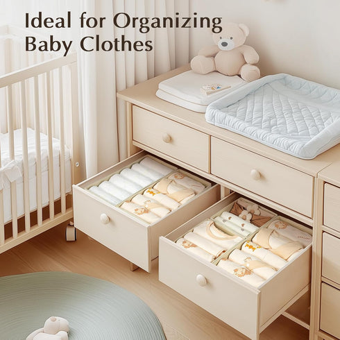 Set 4 Closet DIMJ Drawer Organizers Clothes, of Dresser Organizer Bins, Fabric Organizers and Storage, Shallow Drawer