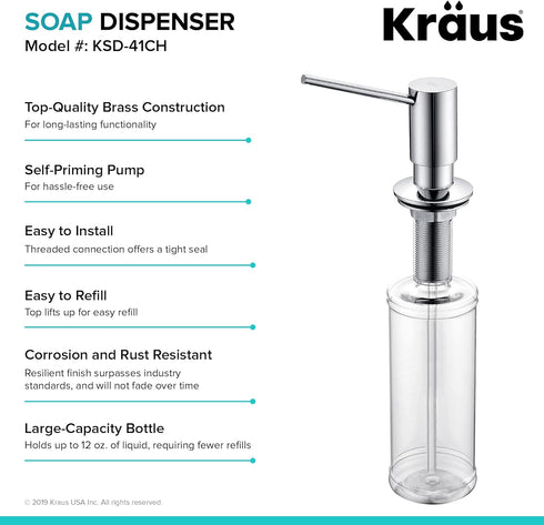 KRAUS Kitchen Soap and Lotion Dispenser, Chrome, KSD-41CH