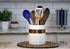 Home Acre Designs Large Ceramic Farmhouse Kitchen Utensil Holder, White/Copper Countertop Crock