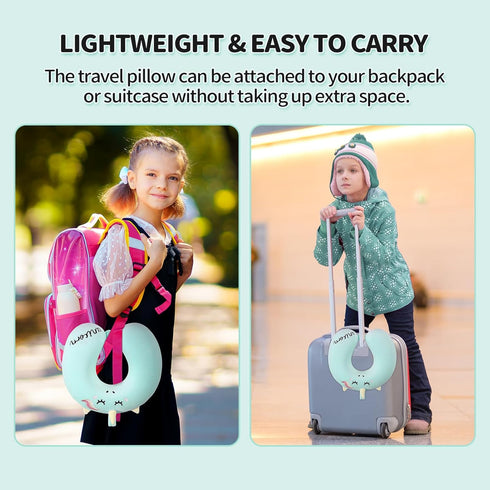 Set urnexttour Neck Travel Pillow for Kids, Unicorn Airplane Memory Foam Pillow with Cute Sleep Mask & Earplugs