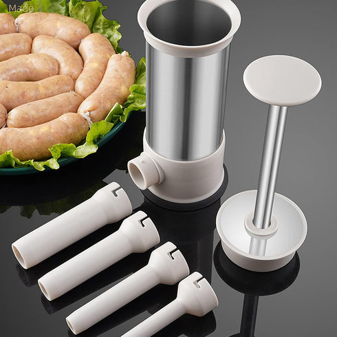 w/4 Bemodst Sausage Stuffer, Stainless Steel Manual Homemade Sausage Maker, hot dog Stuffer Stuffing Tubes, Used