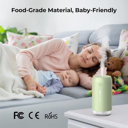 Portable Mini Humidifier, 350ml Quiet USB Personal Desktop Humidifier for Bedroom, Office, Car with Auto Shut-off