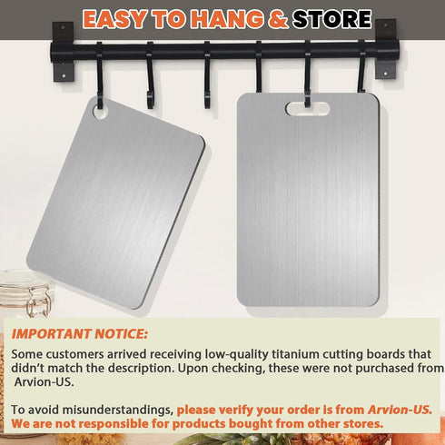 Arvion 100% 13.4" 9" Titanium Cutting Board for Kitchen, Pure Titanium Cutting Board, Double Sided Food-Grade Metal