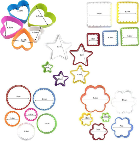 25 PCS Cookie Cutter Set, Multi-size Sandwich Fondant Cake Fruit Vegetable Shapes Cutter Set