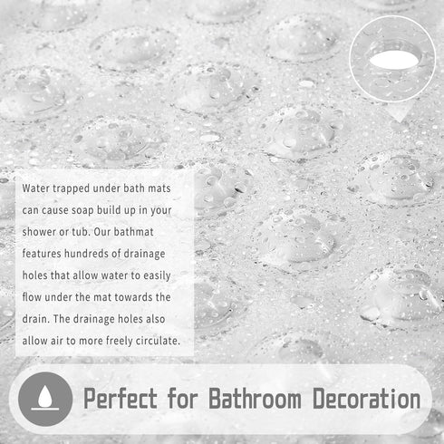 Yimobra Non Slip Bathtub Mat, 40 x 16 Inch, Extra Long Shower Mat with Drain Holes, Machine Washable, Clear