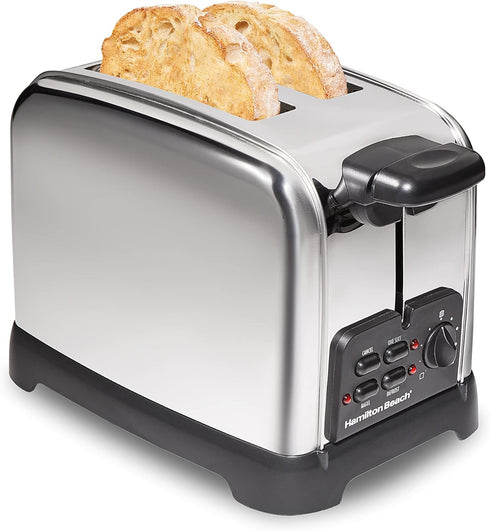Hamilton Beach Retro Toaster - 2 Slice, Polished Stainless Steel, Wide Slots, Sure-Toast Technology, Bagel & Defrost