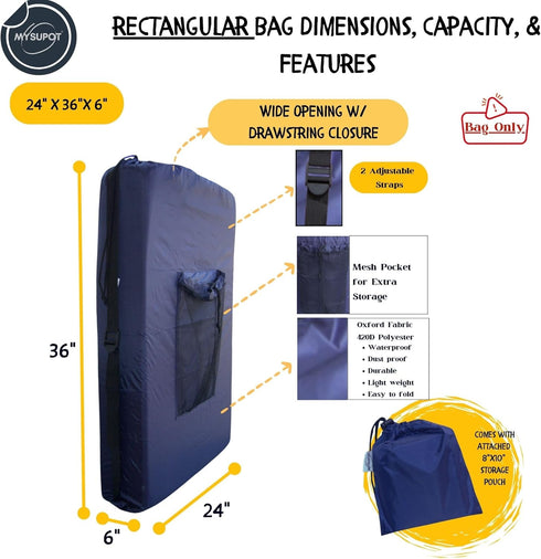 36"x24"x6") 420D NAVY BLUE (Large Beach Chair Bag. For Tent, Camping Mattress, Recliner, Dog Bed, Director & Lounge