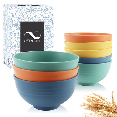 PYRMONT Wheat Straw Bowls Set of 8, 10 OZ Small Reusable Bowls for Kids, Cereal, Dessert, Snack, BPA-Free