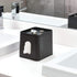 iDesign Facial Tissue Box Cover with Storage Tray, The Cade Collection – 6.1" x 5.15" x 5.4", Matte Black