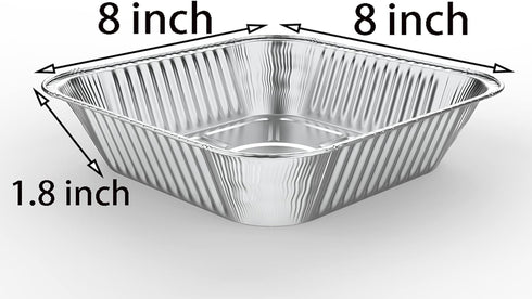 WANBAO 50 Pcs Disposable Aluminum Baking Pans, Square 8'' X 8'' X 2'' Inch for Meal Prep and Catering