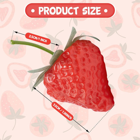 VIDELLY 20 Pieces Artificial Strawberries, Lifelike Red Realistic Plastic Fruit for Kitchen Party Decoration, Photo