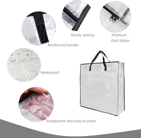 Clear Storage Bags with Zipper and Handles, Blanket Bags for Closet, Moving Supplies, Underbed Organizer