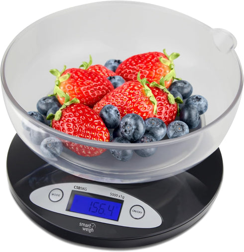 Smart Weigh Food Kitchen Scale with Bowl, 11lb x 0.1oz, Digital Weight Scale for Baking