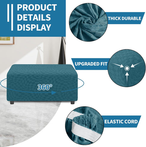 2026 (L:18"-27") ZNSAYOTX Rectangle Ottoman Cover Super Stretch Soft Footrest Slipcover Form Fit, Universal Folding