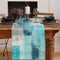 Emvency Farmhouse Table Runner - Modern Teal and Grey Abstract Art Painting for Kitchen, 13x60 inch Decor